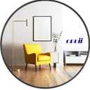oruii Round Mirror, Black Round Mirror 24 inch, Round Wall Mirror, Round Bathroom Mirror, Circle Mirrors for Wall, Living Room, Bedroom, Vanity, Entryway, Hallway.