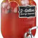 2 Gallon Glass Beverage Dispenser, 18/8 Stainless Steel Spigot and Lid - Glass Drink Dispensers for Parties - Mason Jar Drink Dispensers with Lids - Laundry Detergent Holder