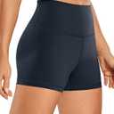 CRZ YOGA Women's Naked Feeling Biker Shorts - 3 Inches High Waisted Yoga Workout Running Spandex (Navy), S