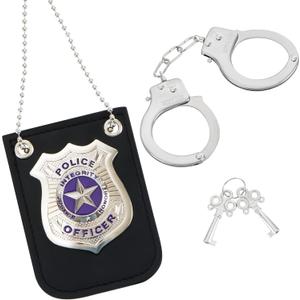 Spooktacular Creations Kids Police Pretend Play Toy Set, Costume Accessories with Swat Badge, Handcuff and Keys for Detective Dress Up, Role-play, Stocking, Birthday Party Favor Supplies