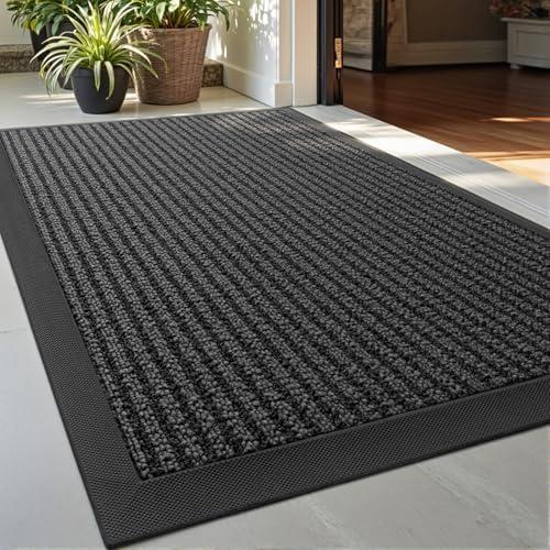 DEXI Front Door Mat Outside Entrance, 20x31 in  Rubber Entry Doormat Heavy Duty, Welcome Mats Non Slip for Inside House Floor Entryway Back Doors Exterior Patio, Grey