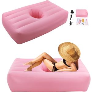 BBL Bed 72" x 40" Inflatable Mattress with Hole, BBL Bed After Surgery for Sleeping, Ergonomics PVC Pregnancy Bed, Inflatable Mattress Air Mattress for Camping Traveling Hiking (Pink)