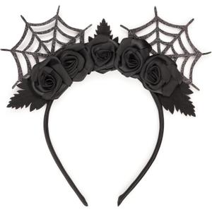 Needzo Halloween Mouse Ear Headband, Glitter Party Decoration Costume Accessories for Girls and Women, One Size (Spiderweb)
