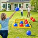 Outdoor Games for Adults and Family, Giant Tic Tac Toe Game with 10 Balls, Outside Toys for Kids Ages 8-12, 2-10 Players, Yard Pool Beach Lawn Camping (Yellow)