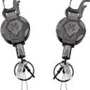 Retractable Keychain of 2 Pack-Heavy Duty Retractable Carabiner-Tactical ID Holder Badge Reel Keychain with 32in Steel Cord-Bearing 9.0 oz