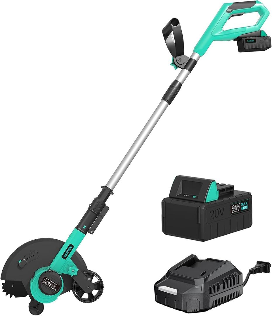 20V Cordless Lawn Edger, Brushless Edger Lawn Tool with 9" Blade, 3 Cutting Depths, 4.0Ah Battery & Charger Included, Lightweight Battery Powered Yard Edger for Sidewalks, Driveways & Lawn Borders