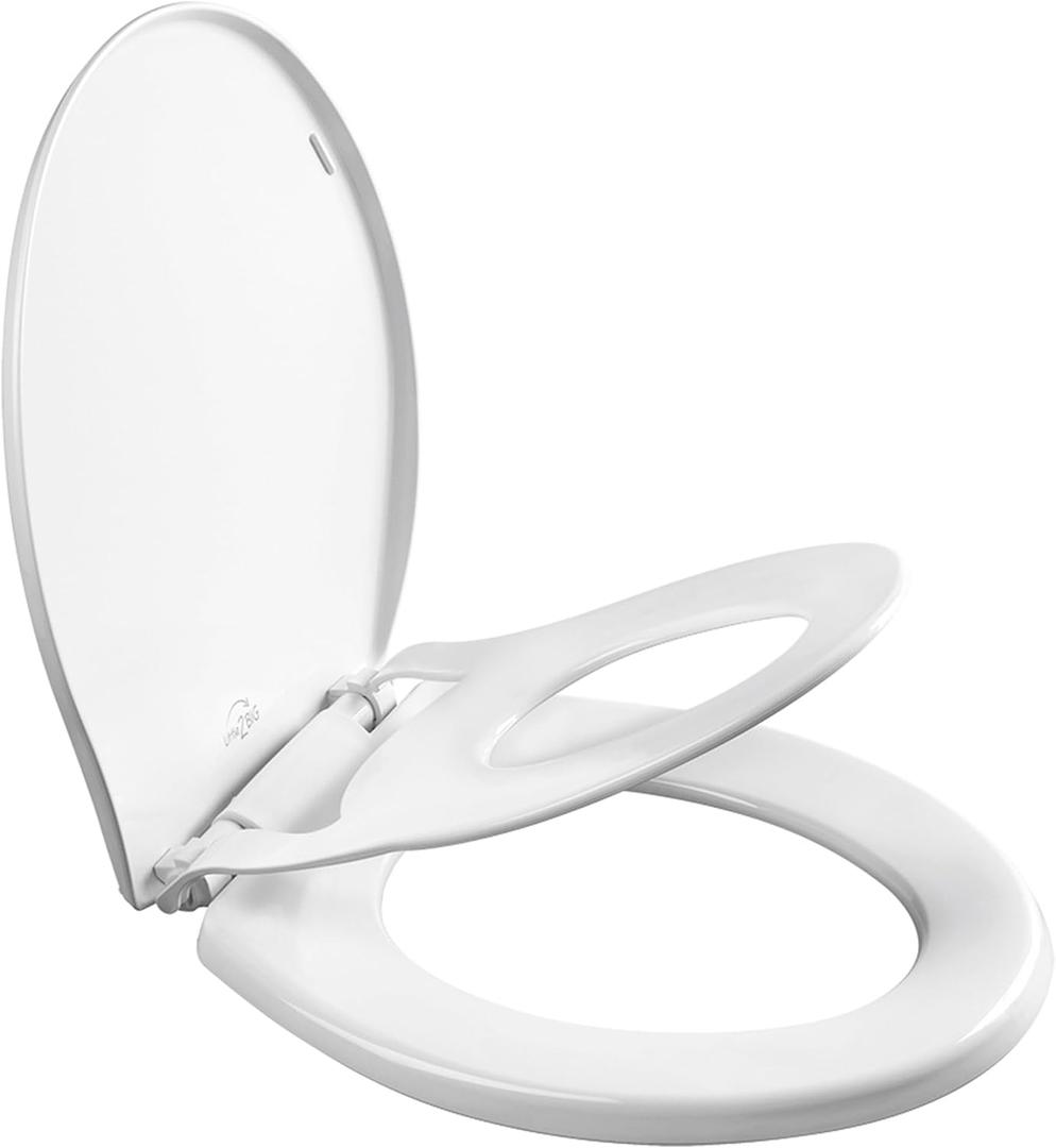 Little2Big Toilet Seat with Built-In Potty Training Seat, Slow Close, Durable Plastic, Made in USA, ROUND, White