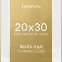 Homeforia 20x30 Gold Picture Frame, High-End Metal, 16x24 Mat, Glass
