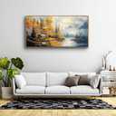 ZUITINGHUA Canvas Wall Art For Living Room Wood Framed Large Wall Decor For Office Bedroom Decorations Lake Scenery Paintings Autumn Landscape Wall Pictures Artwork Modern Home Decor 20x40 In