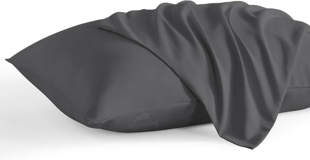 Pillowcase 12 x 16 Inch, Egyptian Cotton Set of 2 Pillowcase Zipper Closure 600 Thread Count Count - Travel 12x16 Zipper, Dark Grey Solid