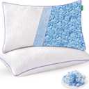 Favorland Cooling Bed Pillows Queen Size Set of 2 - Shredded Memory Foam Pillows for Sleeping 2 Pack - Gel Pillow Adjustable Firm Pillow Soft Pillows for Side Back Stomach Sleepers