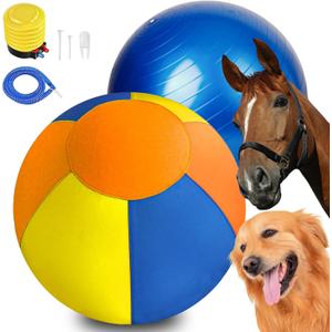 18" Herding Ball for Dogs - Upgraded Chew-Resistant Double-Layer Material Durable Waterproof Dog Toy Suitable for Australian Shepherds, Cattle Dogs, Sheepdogs (Orange+Yello+Blue)