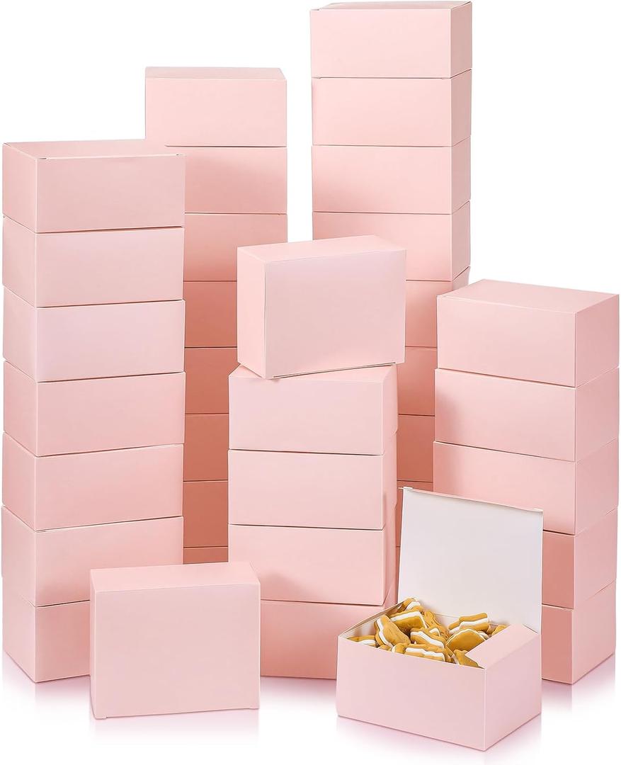 FillTouch Pink 36 Pcs Cookie Boxes Small Bakery Biscuit Boxes for Dessert Cake Donuts Pie Candy Party Favor (6 x 4.5 x 2.75 Inch)