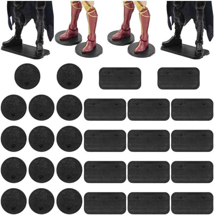 28PCS 6inch Action Figure Stand Bases, Assembly Display Holder Accessories, Fit for Most 1/12 Scale Mavel Legends Series/Gi Jeo Classified Series/D C/Mo tu Figures, Black/ Mix Square & Round Shape