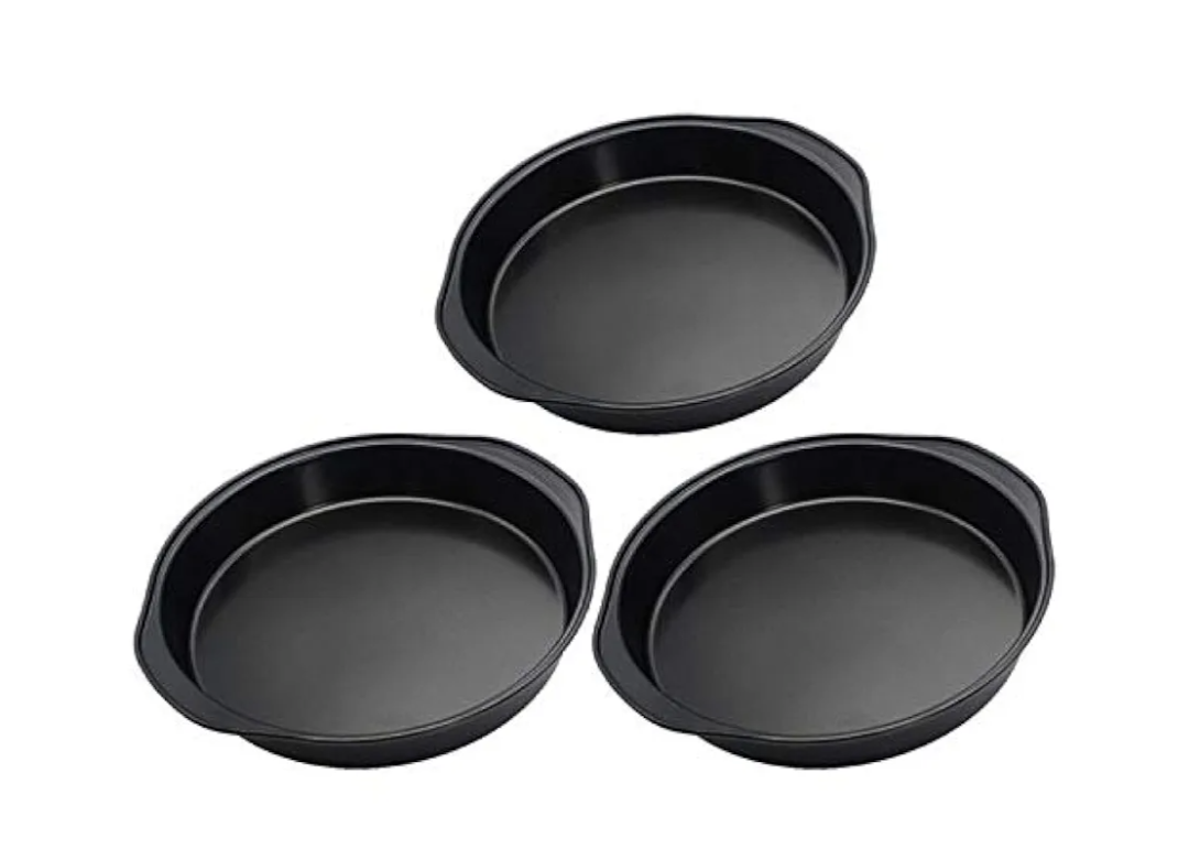 Tebery 3 Pack Round Cake Pan Set for Baking, 8 Inch Nonstick Circle Cake Pans with Wide Handle, 3 Pieces Layer Cake Tin Cheesecake Mold for Birthday Wedding