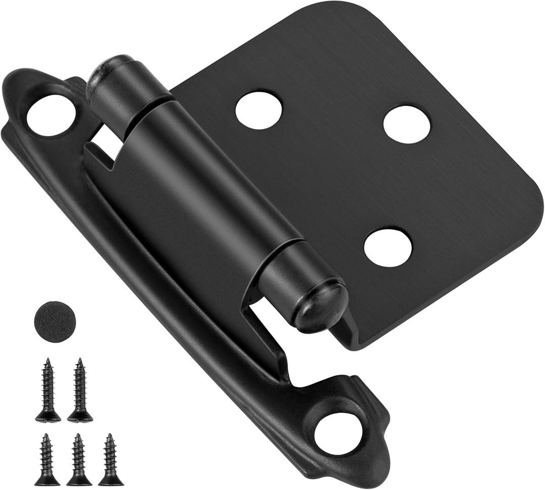 50 Pack Self Closing Kitchen Flush Cabinets Hinge Matte Black 2-1/8" Brushed Nickel Cabinet Door Hinges Cupboard Variable Flush Cabinet Hinge Face Mount