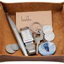 boshiho Valet Tray for Men, Leather Jewelry Catchall Key Phone Coin Box Change Caddy Bedside Storage Box (Crazy Horse Leather - Light Brown)