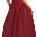 ChiaoLezhee Deep V Neck Dress, Halter Maxi Dresses, Vacation Date Night, Sexy for Women Corset Flowy Wedding Guest Drop Waist Bridesmaid A Line Valentines, Burgundy Red, Medium