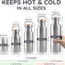 Bambaw Stainless Steel Insulated Water Bottle 32 oz, Stainless Steel Water Bottles 32 oz with Handle & Wide Mouth, Rust-Resistant Metal, Durable & Great for Travel (Natural Steel)