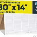 EZ-FLO 30 x 14 Inch (Duct Opening) Return Air Vent Cover for Wall or Ceiling, Solid Steel Return Air Grille, HVAC Vent Cover, White, 61650
