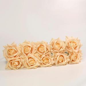Real Touch Roses, Artificial Roses | 10PCS Faux mini Roses Bouquet,Real Touch Champagne Roses for Wedding Centerpiece, Home & Party Decor (Champagne)