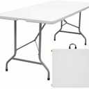 Luonty 6ft Folding Table Heavy Duty Plastic Table for Patio, Events, or Camping Portable, Weather-Resistant, Easy to Store Holds up to 330 lbs, White 