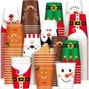 Zhehao 200 Pcs Christmas Paper Cups Xmas Disposable Coffee Cups 9 oz Santa Snowman Elk Disposable Christmas Paper Drinkware for Tea Beverage Cocoa Cold Hot Drink