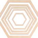 BENECREAT 4 Sizes Hexagon Macrame Outline, Wooden Hexagon Macrame Frame, DIY Craft Making Home Wall Hanging Wreath Decoration, 3mm Thick