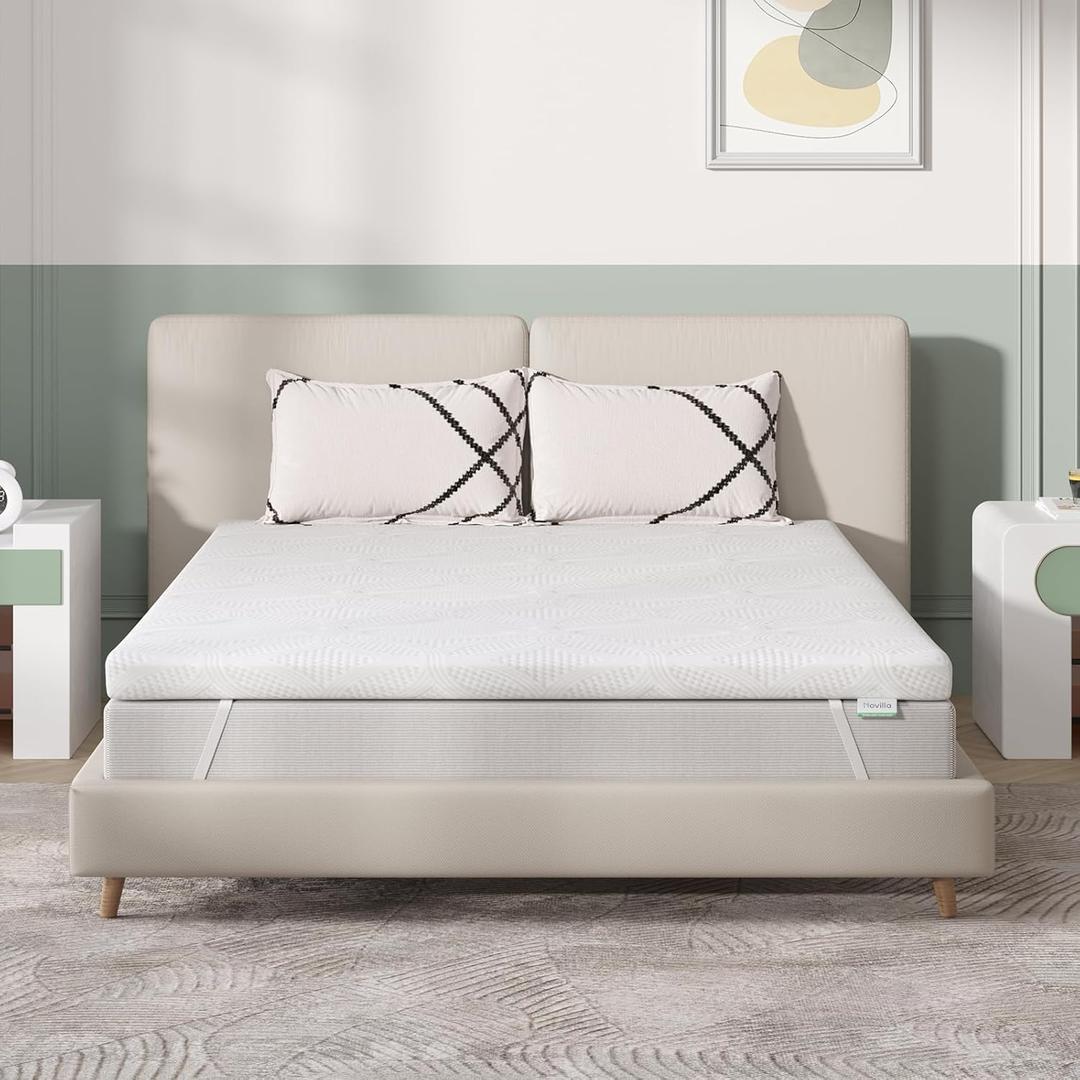 Novilla 2 Inch Full Mattress Topper, Ultra Soft Memory Foam Mattress Topper for Comfort & Cooling Night Sleep, Ventilated & Skin-Friendly, CertiPUR-US Certified