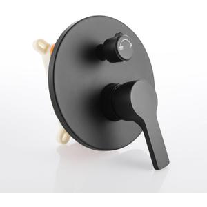 Matte Black 2 Way Shower Diverter Valve, Pressure Balance Rough-In Mixer Dual-Function 1/2" FNPT Connection, Single Shower Handle Valve Trim Kit Replacement