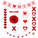 RAWILL Valentines Day Decorations Set, Hanging Heart Swirls,BE Mine Banner, Love XO and Red Felt Heart Wooden Beads Garlands Banner,for Home,Classroom,Office,Wedding and Party