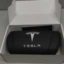 Car Headrest Neck Pillow Support Memory Foam Ergonomic Design Accessory for Driving Seat Fatigue Relief Compatible with Model S X 3 Y & Cybertruck - 1 Piece (A. Black Ver. 2)