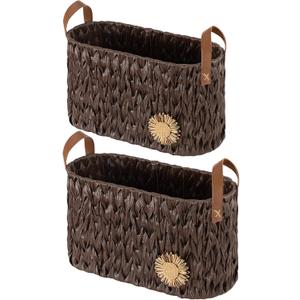 Vlovelife Toilet Paper Basket Organizer - Rustic Bathroom Storage w/Steel Frame | Handwoven Waterproof Holder for Tissue, Wet Wipes & Essentials | Boho Farmhouse Decor Gift - Brown