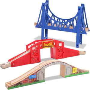 On Track USA Bridge Accessory Train Set: Suspension, Overpass and Arch Bridge Set Compatible with All Major Toy Trains Railway Expansion Accessories, Toy Train Track Accessory
