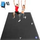 MRO Extra Large Exercise Mat 12'x7'/9'x7'/7'x7'/7'x5'(7mm), High-Density Workout Mats for Home Gym Flooring, Non-Slip, Extra Thick Durable Cardio Mat, Ideal for Plyo, MMA, Jump Rope - Shoe Friendly (Black)