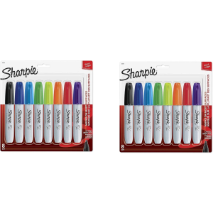 Sharpie 38250PP Permanent Markers, Chisel Tip, Assorted Colors, 8Count, Standard Packaging, 2Pack