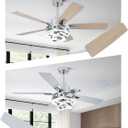 Bella Depot 52" Ceiling Fan with Light, Modern Sliver Chandelier Fan with Remote, Rustic Indoor Fandelier Fan with Silent DC Motor for Living Room Bedroom(Chrome)