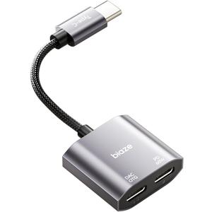 USB C to Dual USBC Headphone and Charger Adapter, USB C Splitter 1 in 2 Out Male to Female Audio Dongle Cable with 60W Fast Charging for iPhone 16/15, Samsung Galaxy S25/S24/S23