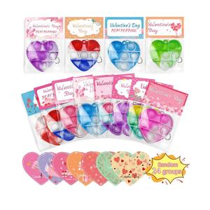 Natonhi Valentines Cards for Kids,24 Pcs Heart Pop Fidget Toys and Valentines Day Cards,Valentines Cards for Kids Classroom,School Party Favors Toddlers,Valentines Day Gifts for Girls Boys