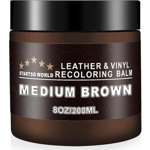 STARTSO WORLD Leather Recoloring Balm, Medium Brown Repair Kit for Furniture, Leather Dye, Color Restorer for Couches, Couch Paint | Repair, Restore, Faded Surfaces