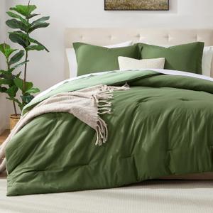 satisomnia Green Queen Comforter Set 3 Piece, Full Size Down Alternative Comforter Set (Olive Green/Sage Green)