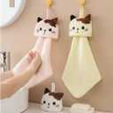 PRATIQUE 3 Pack Cute Hand Towels, Bathroom Towels with Hanging Loop, Children Hand Towel Animals, Microfiber Coral Fleece Absorbent Hand Towel for Kitchen Bathroom Bedroom (3pcs)