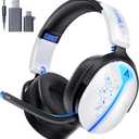 Buwnia Wireless Gaming Headset for Ps5, Ps4, PC, Switch, 2.4GHz+BT5.3 | Competition-Grade Pinpoint | 7.1 Surround Sound for Total Victory | Noise-Canceling Mic |1500mAh All-Day Marathon 40H Battery (WHITE)