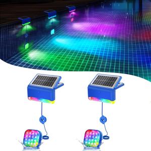 Likiyol 2025 Next-Gen 2-in-1 Solar Pool Lights with Submersible Pool Lights & Poolside Light, Remote Control IP68 Waterproof 16 Colors Pools Light for Inground Above Ground Pools, 2 Pack