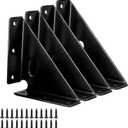 4 Pcs Heavy Duty Gusset Joints, Trapezi Corner Code, Bracket Corner Brace Bracket Fasteners, Furniture Shelf Support Joint Fasteners for Table, Chair Cabinet Bed Stabilization (Black) (4Pcs B:5.11 x 3.38 x 1 Black)