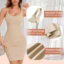 Shapewear Slip Dress for Women Under Dress Full Slip Tummy Control Dress Slips Seamless Body Shaper Cami (Beige, S)