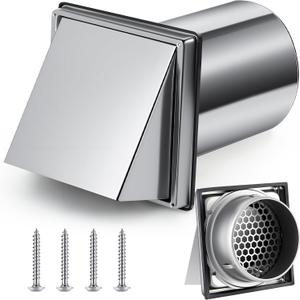6 Inch Dryer Vent Cover Outside, 304 Stainless Steel | Exhaust Hood with 8" Extension Tube Weatherproof Backdraft Flap & Pest Guard Outdoor Wall Dryer Cover for House Rv Garage Ac