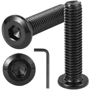 FCZDQ M8-1.25 x 120mm Countersunk Bolts Rivet Flat Socket Head Cap Screws Kit with Allen Hex Drive Spanner, Stainless Steel 18-8 (304), Black Oxide, Fully Threaded, 6PCS