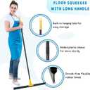 Floor Squeegee for Concrete, 30'' Large Rubber Broom for Tile, 59'' Long Handle Heavy Duty Water Wiper for Garage, Deck