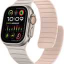 Magnetic Silicone Bands Compatible with Apple Watch 49mm 46mm 45mm 44mm 42mm, Sport Wristband for Men Women Compatible with iWatch Ultra3 2 1 SE Series 11 10 9 8 7 6 5 4 3, Starlight-Pink